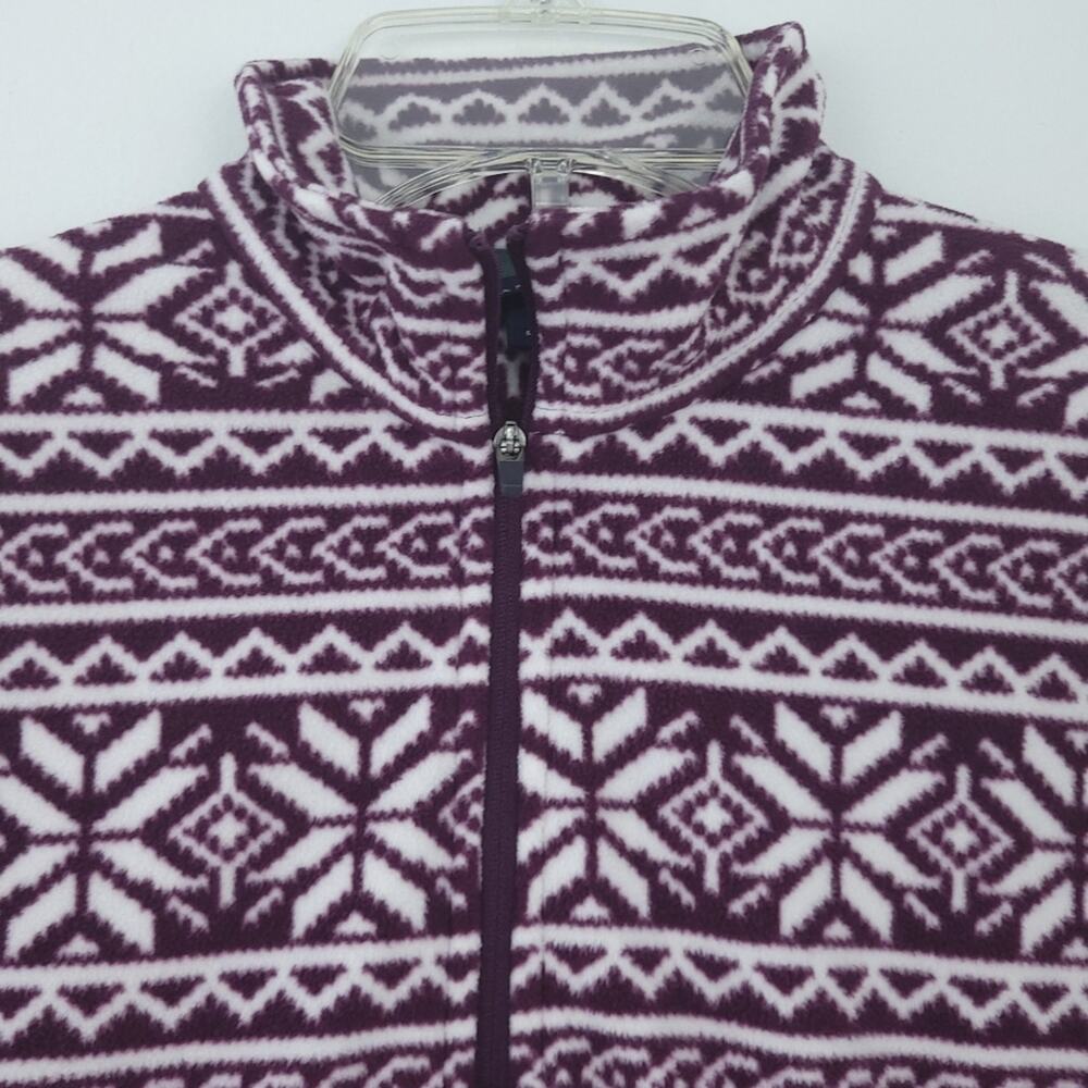 Lands' End ThermaCheck 100 Fleece Jacket Pullover Small 6-8 Snowflake Purple - Picture 3 of 4